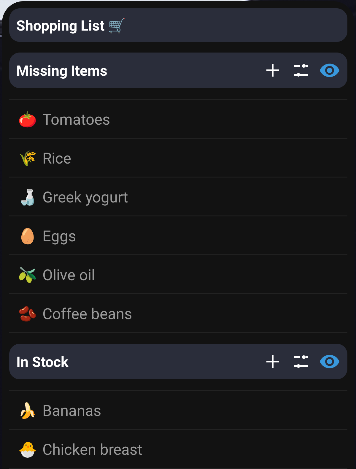Shopping list custom widget placeholder preview