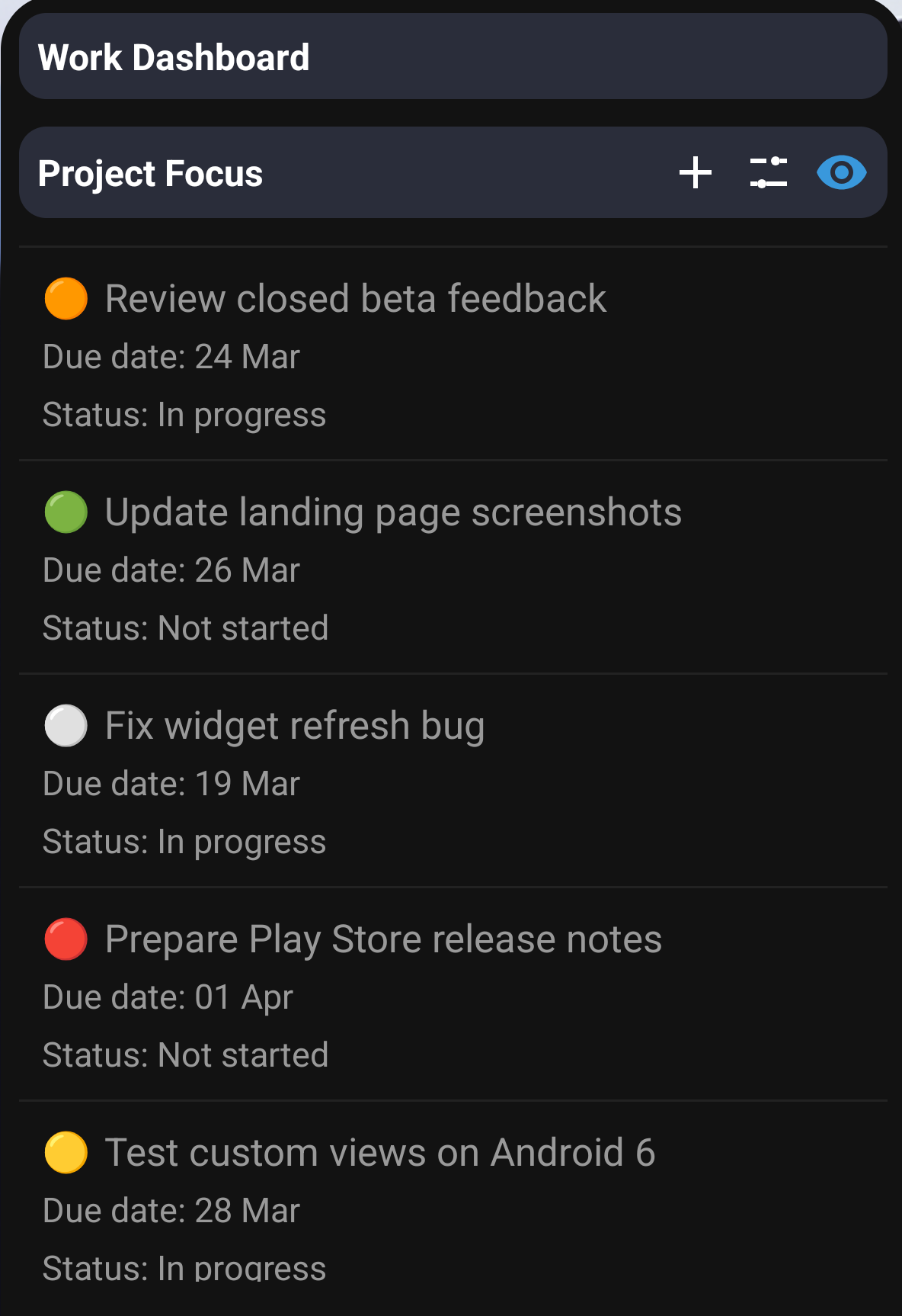 Work project view custom widget placeholder preview